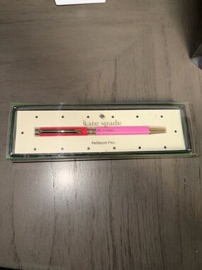 kate spade Two-Tone Pink and Red Ballpoint Pen with Gold Accents